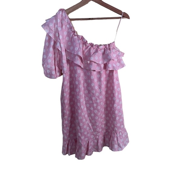 Lisa Marie Fernandez x Target one shoulder Pink polka dot dress Size M - Picture 2 of 8